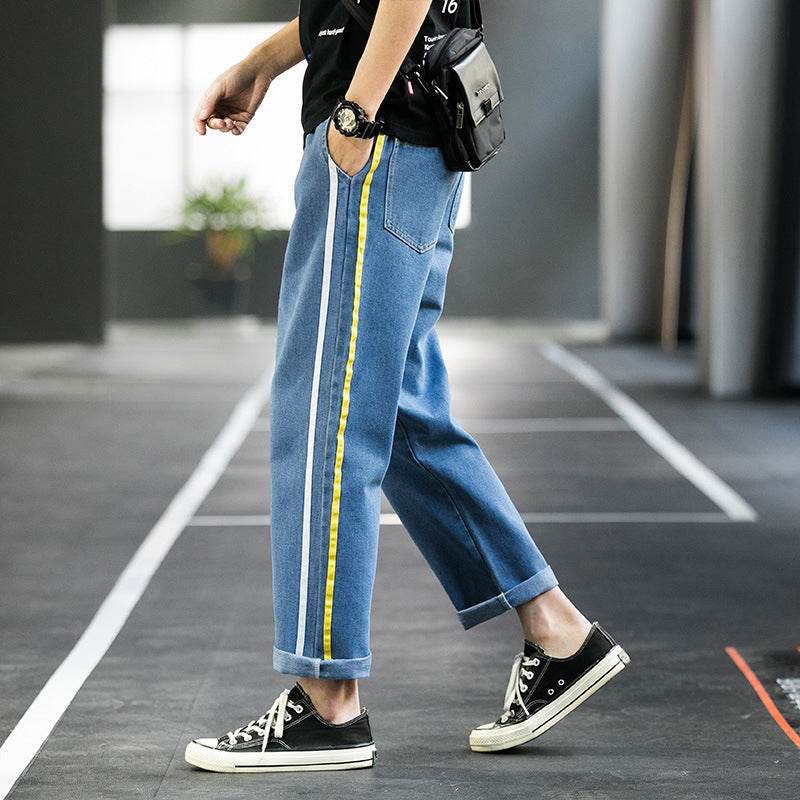 Men Casual pants Denim Jeans trousers, wide-leg pants
