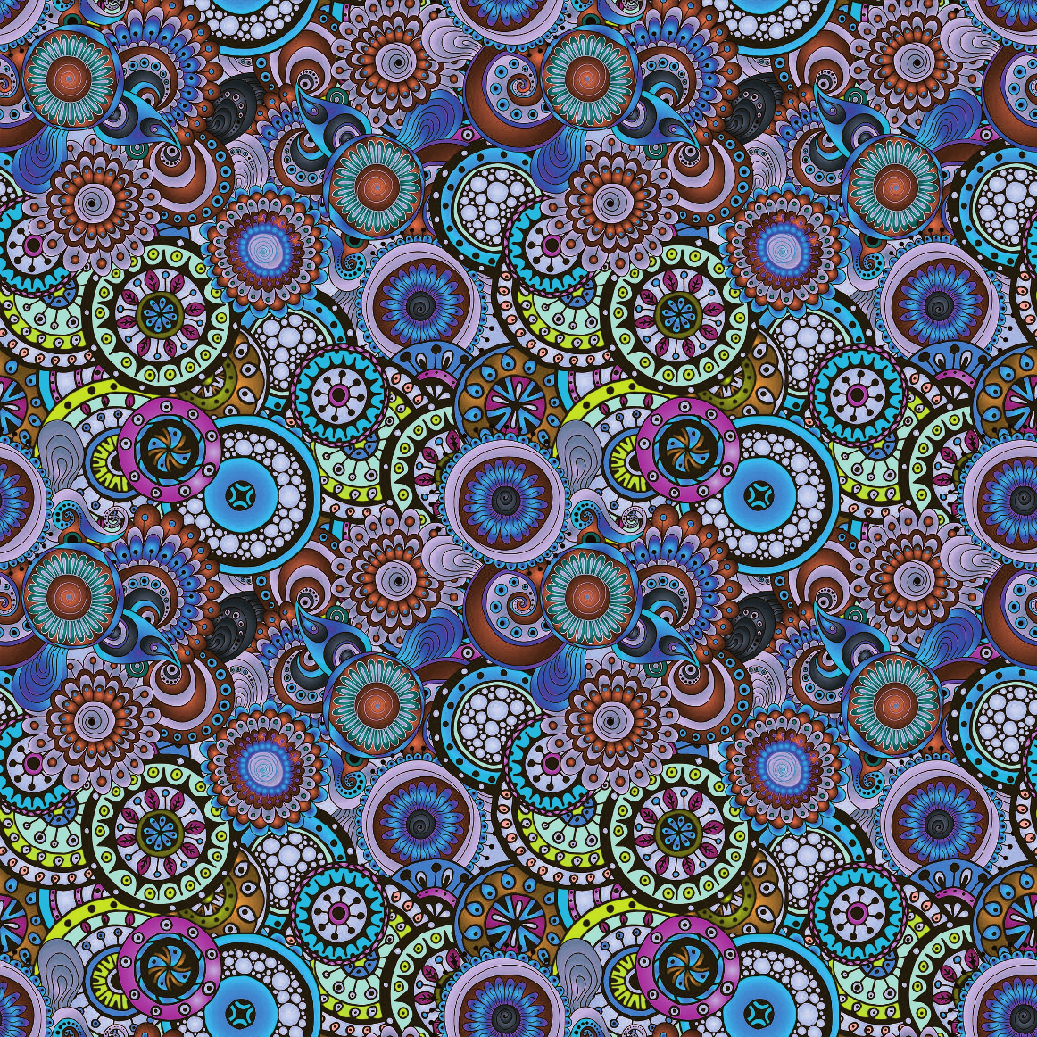 Peacock Tail Paisley Prints Adhesive Vinyl