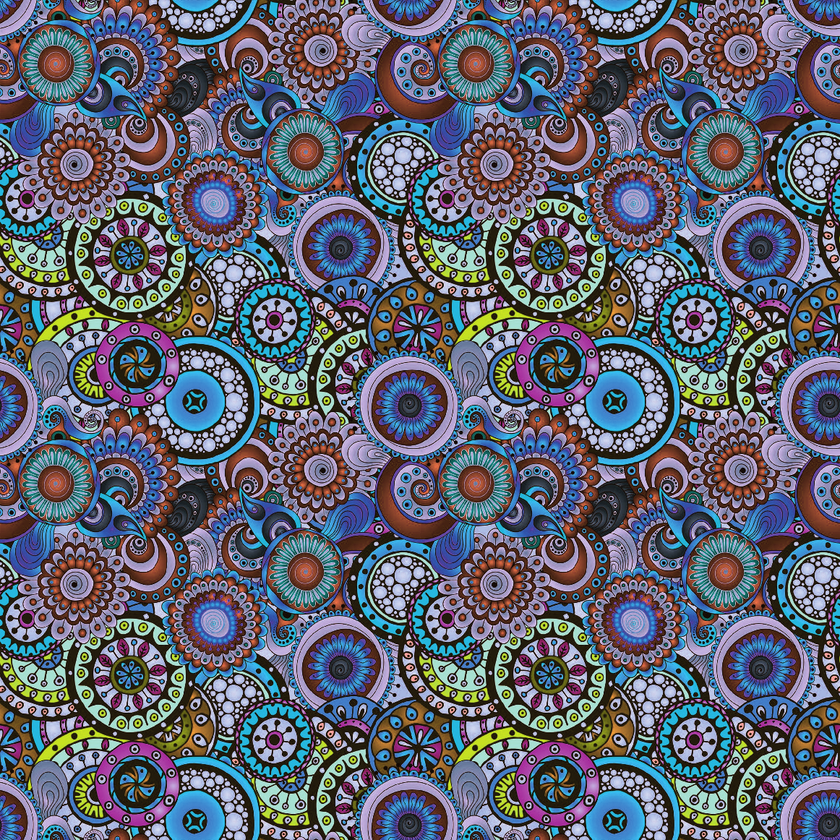 Peacock Tail Paisley Prints Adhesive Vinyl
