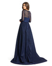 Lace Illusion Long Sleeve Gown with Overlay Skirt