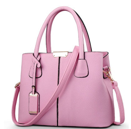 Women's PU Leather Lychee Pattern Shoulder Bag – Portable Crossbody Messenger Bag
