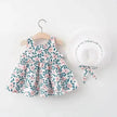 Baby Girl Floral Princess Dress with Matching Hat – Cotton Suspender Sundress for Toddlers