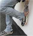 Ankle Snap Denim jeans Pant men straight leg