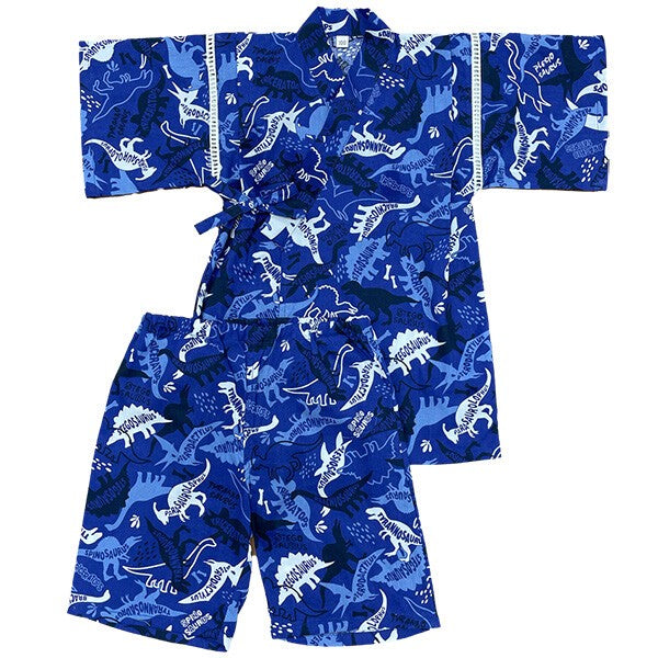 [Pre-Order] Boys' Jinbei Set: Dinosaur Pattern 2-Piece Set (Breathable Lace) (Save 50% in January)
