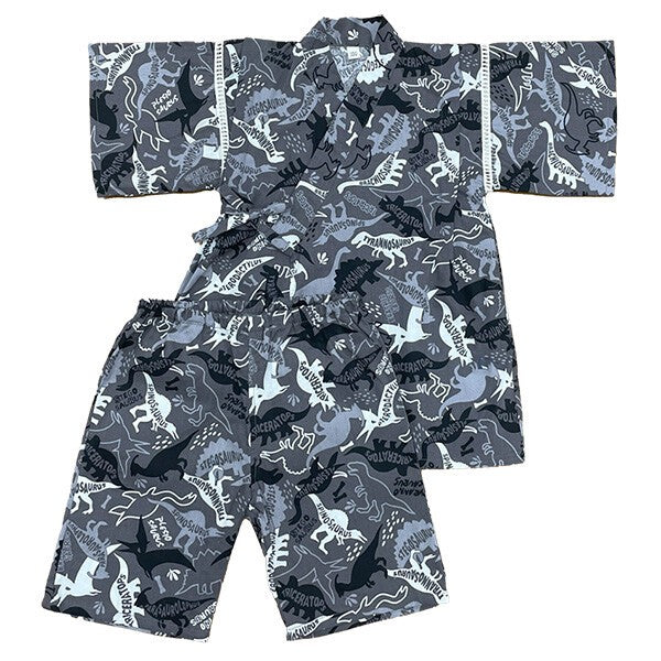 [Pre-Order] Boys' Jinbei Set: Dinosaur Pattern 2-Piece Set (Breathable Lace) (Save 50% in January)