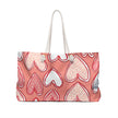 Pink Hand-Drawn Hearts Weekender Bag | Valentine Pattern Tote| Mom on the go bag| Everyday mom bag| Beach Tote Large Bag