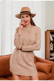 Autumn Winter Round Neck Mini Knitted Wool Sweater Dress