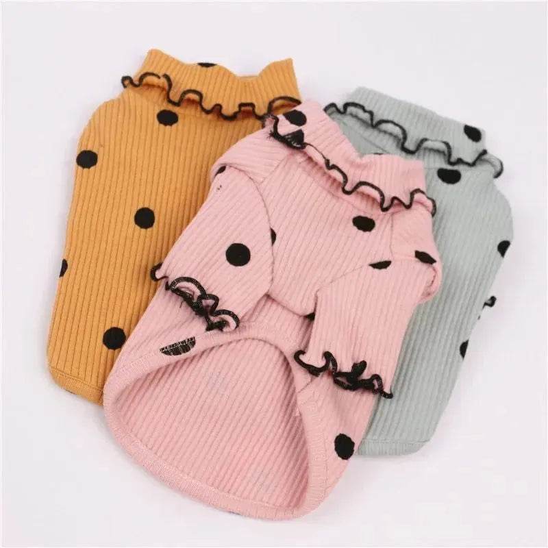Fleece Turtleneck Shirt for Pets Dog Cat apparels for Fall and Winter