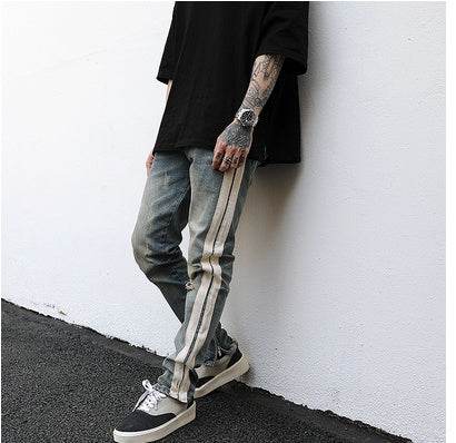 Distressed Retro Denim Jeans Pant Men