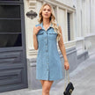 Women's Sleeveless Denim Dress with Pockets – Casual Button Summer Jean Dress