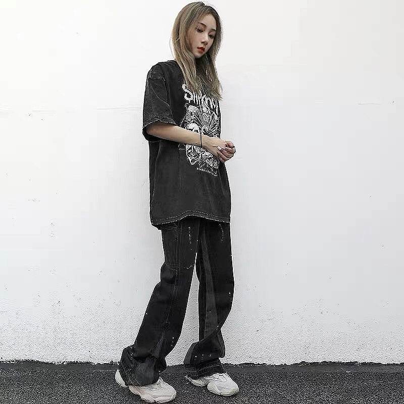 Reconstructed Splatter Denim Jeans pant fashion men