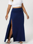 Women's High Waist Slit Solid Color Side Slit Maxi Skirt