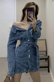 Street Fashion Long sleeve denim Mini Jeans dress