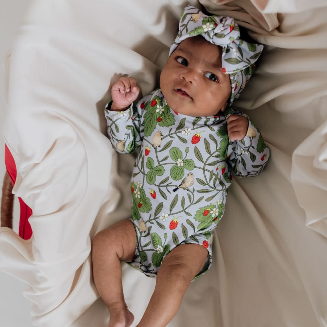 Baby Long-Sleeve Bamboo Onesie | Ditsy Snails