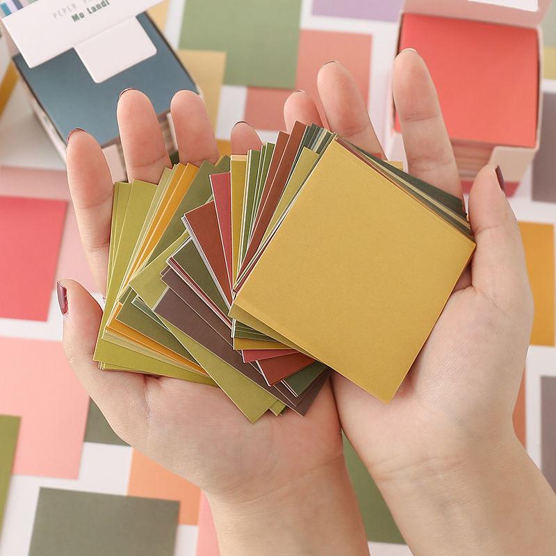 Aesthetic Sticky Notes Set – 150-Sheet Kraft Paper Memo Pads in 25 Solid Colors
