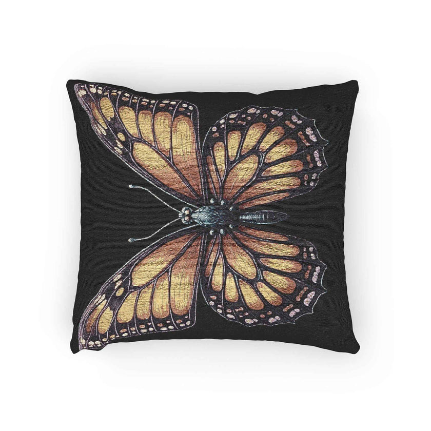 Monarch Butterfly Woven Pillow | Pixel Art Butterfly Throw Pillow