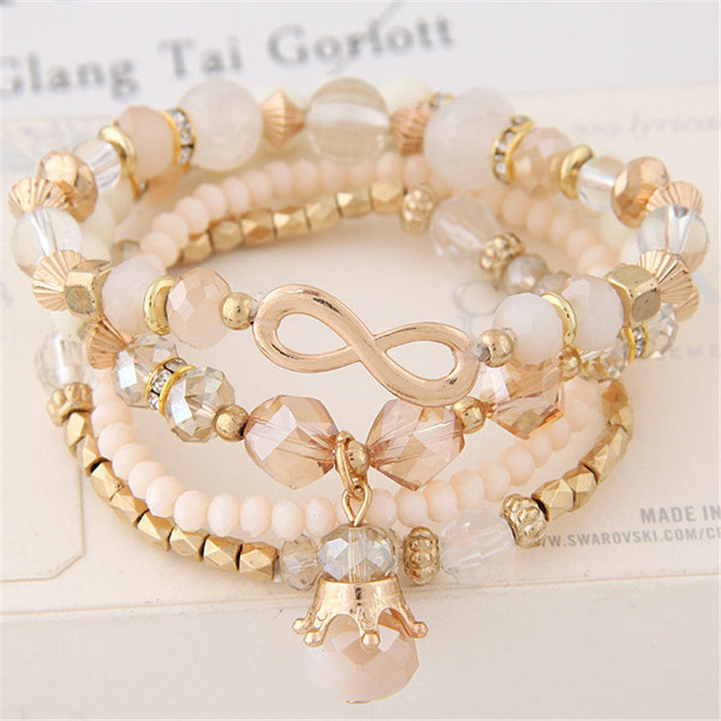 Crystal Figure Eight Crown Drop Bracelet – Rhinestone Charm Bracelet for Women
