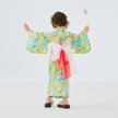 [Pre-Order] Kids' Easy-Wear Yukata: Yellow Floral 2-Piece Set (Cool Slub Cotton - Obi Sold Separately) (Save 50% in January)