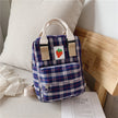 Fashion Mini Cartoon Plaid Children's Backpack – Cute Strawberry Canvas Bag for Kids