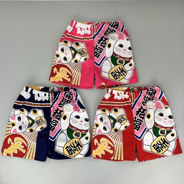 [Pre-Order] Made in Japan Jinbei Set: Lucky Cat 2-Piece Set (Panel Print) (Save 50% in January)