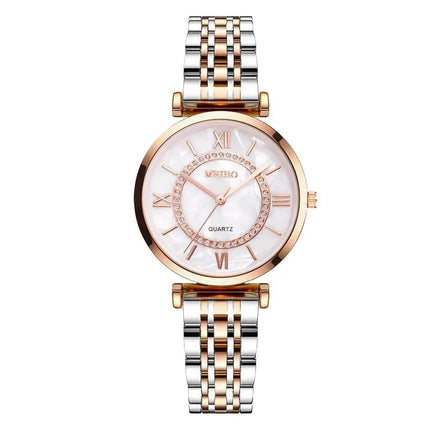 Gold quartz watch for women