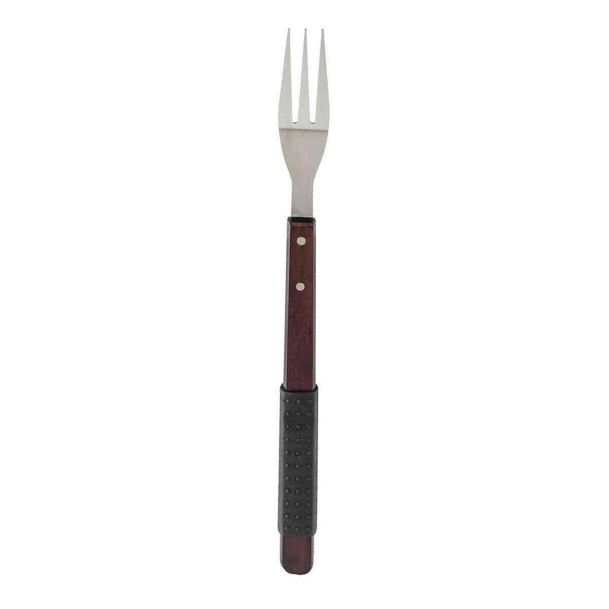 TableCraft Wood Handle Grilling 2-Tined Fork with Soft Grip