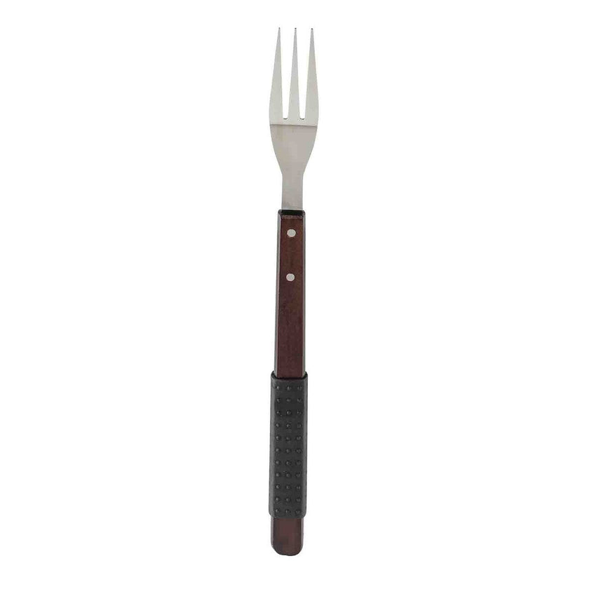 TableCraft Wood Handle Grilling 2-Tined Fork with Soft Grip