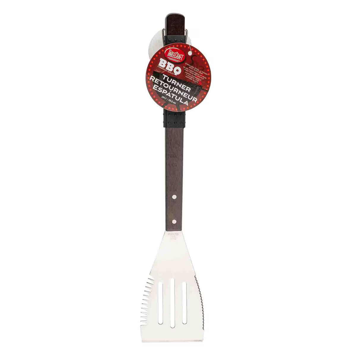 TableCraft Wooden Handle Grilling Turner with Black Soft Grip