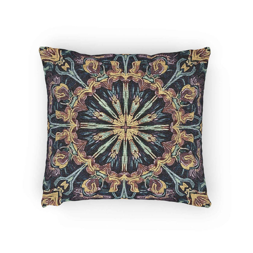 Geometric Mandala Woven Pillow | Boho Mosaic Throw Cushion