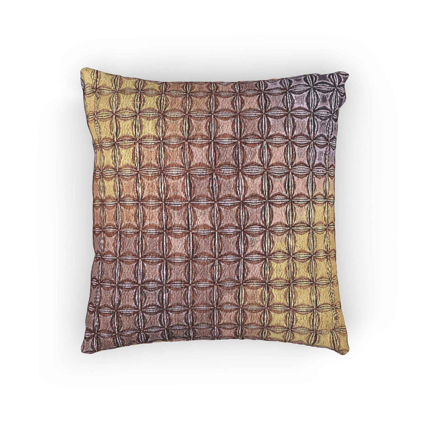 Geometric Woven Pillow | Square Grid Pattern, Textured Boho Throw Pillow
