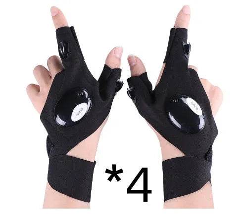 LED Outdoor Flashlight Fishing Half Finger Sports Lighted Gloves