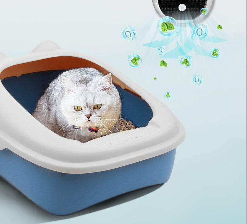 Smart Pet Litter Box Deodorizer & Air Purifier for Cats & Dogs – USB Rechargeable, White