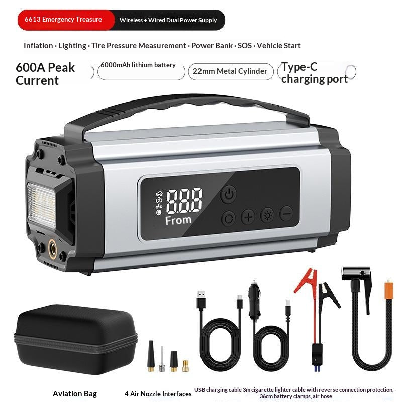 3-in-1 Portable Cordless Car Jump Starter & Tire Inflator – 6000mAh/8000mAh Emergency Kit Canada USA