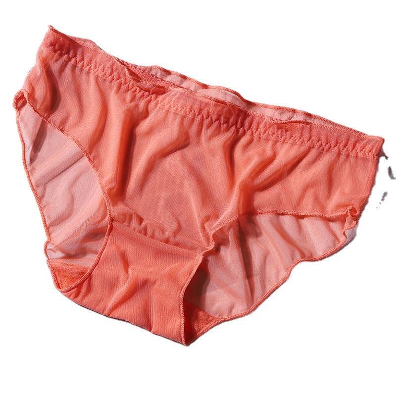 Women's Mesh Transparent Seamless Low-Waist Briefs Breathable Hollow Lace