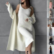 Women 2pcs Winter outfit set  Long dress Cashmere Long Cardigan Jacket