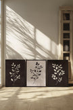 TRIO FEUILLAGE BRUN (3 Oeuvres sur toile étirée)