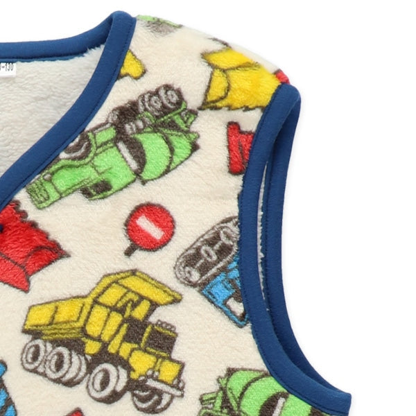 西松屋 ELFINDOLL マイクロフリース裏ボアロングポンチョ（はたらくくるま） 正規品