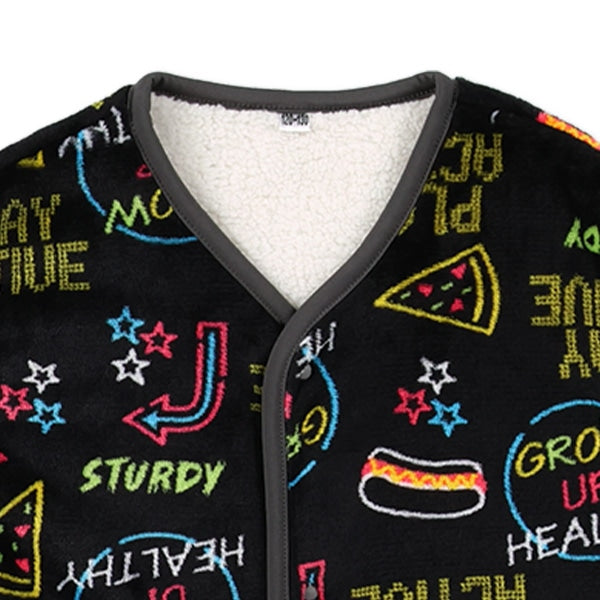 西松屋 ELFINDOLL マイクロフリース裏ボアロングポンチョ（ネオンカラー・ジャンクフード） 正規品