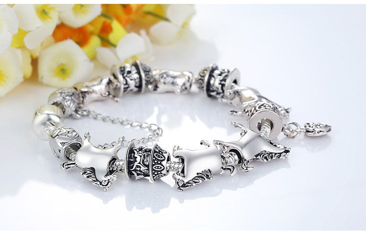 DIY Silver Horse Charm Bead Bracelet For Ladies – Pandora-Style Chain