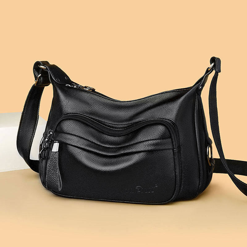 Women's Multi-Pocket PU Leather Shoulder Bag – Large Capacity Crossbody Hobo