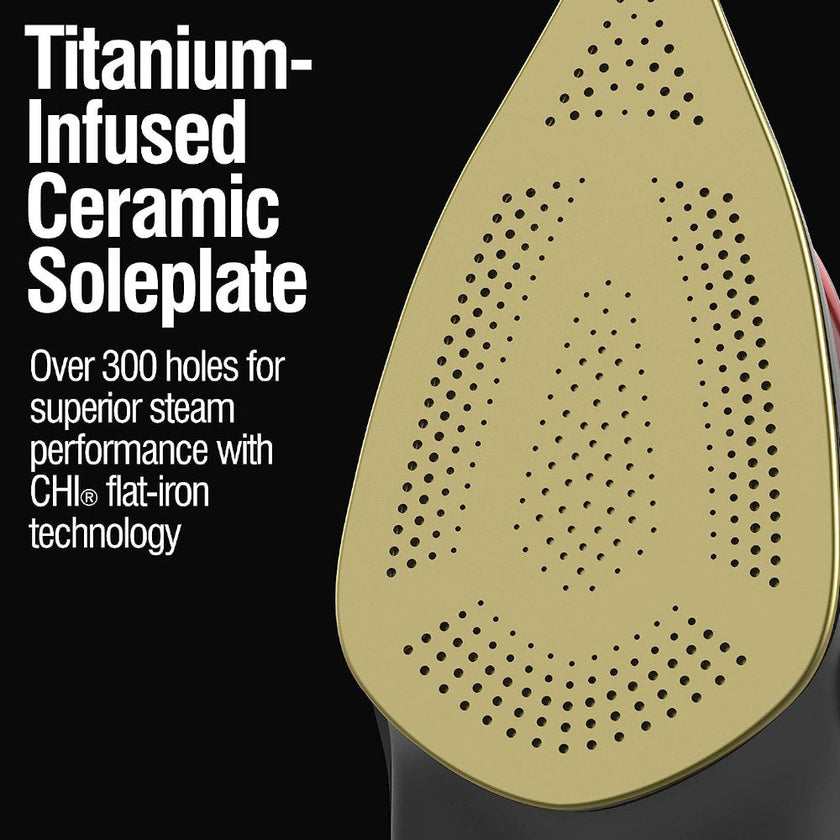 CHI 13101C Steam Iron for Clothes with Titanium Infused Ceramic Soleplate - Blemished package with full warranty