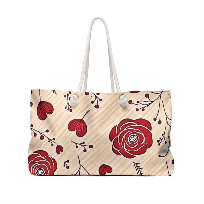 Floral Rose Pattern | Travel Weekender Tote | Heart Design | Busy Mom Carryon | Mother Gifts