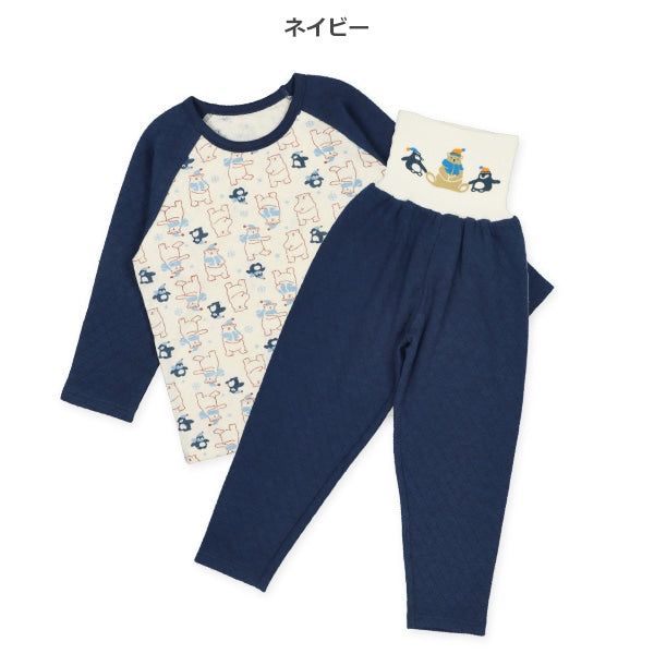 西松屋 ELFINDOLL ソフトキルト腹巻付きラグラン長袖パジャマ（くま・ペンギン） 正規品