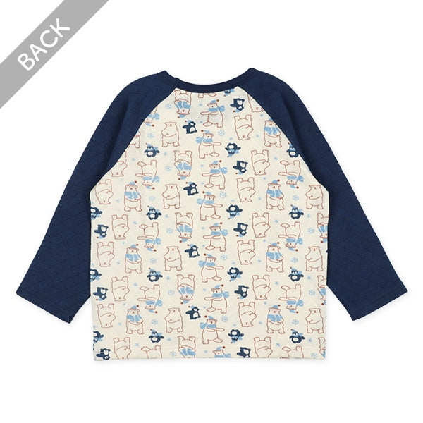 西松屋 ELFINDOLL ソフトキルト腹巻付きラグラン長袖パジャマ（くま・ペンギン） 正規品