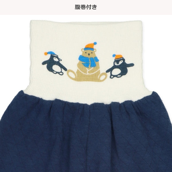 西松屋 ELFINDOLL ソフトキルト腹巻付きラグラン長袖パジャマ（くま・ペンギン） 正規品