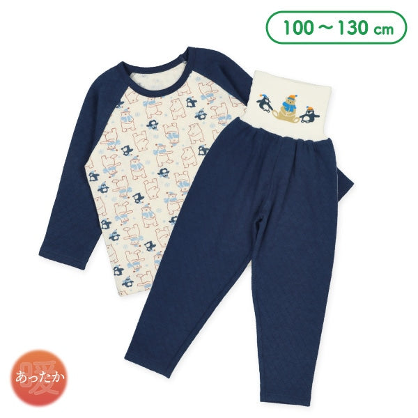 西松屋 ELFINDOLL ソフトキルト腹巻付きラグラン長袖パジャマ（くま・ペンギン） 正規品