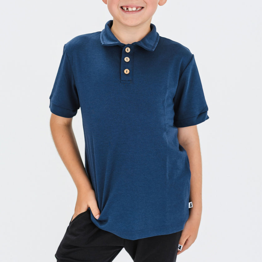 Youth Bamboo Polo Shirt | Navy