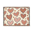 Woven Throw Blanket — Hand-Drawn Heart Pattern, Cozy Valentine’s Decor