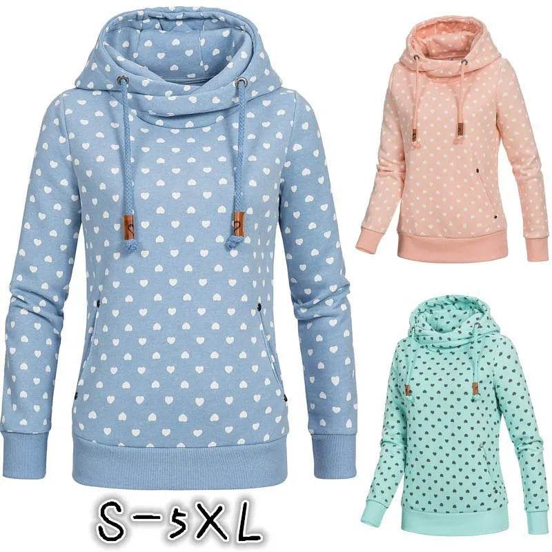 Women Printed loose hooded sweatshirt