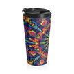 Kaleidoscope Neon Mandala Stainless Steel Travel Mug